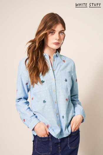 White Stuff Blue Sophie Embroidered Shirt (N35646) | £59