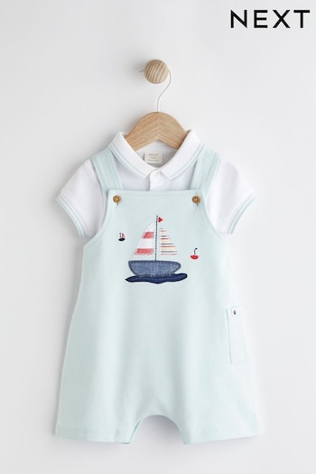 Blue Boat high Jersey Dungarees and Bodysuit Set (0mths-2yrs) (N35659) | £16 - £18