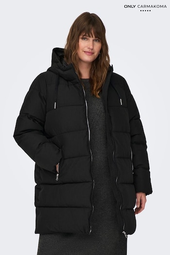 ONLY Curve Black Padded Hooded Longline Coat (N35660) | £72