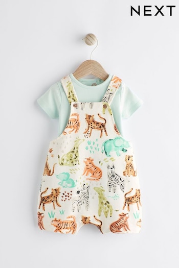 Fluro Safari straight Jersey Dungarees and Bodysuit Set (0mths-2yrs) (N35666) | £15 - £17