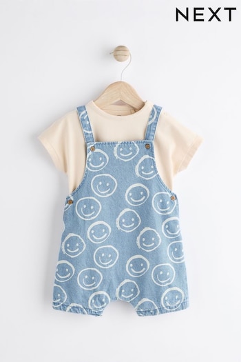 Denim Happy Face Balloon Dungarees and Bodysuit Set (0mths-2yrs) (N35667) | £17 - £19