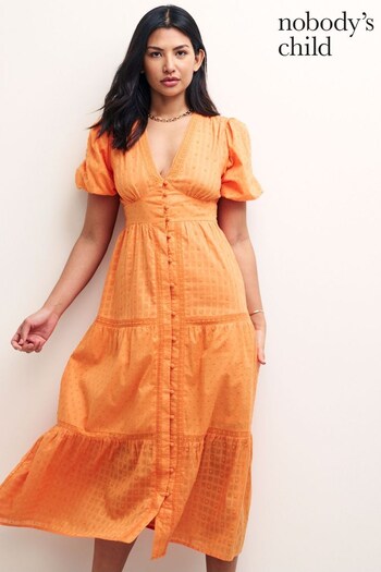 Nobody's Child Orange Plain Midi Dress (N35761) | £44
