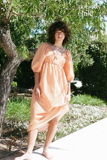 Nobodys Child Orange Kylie Soren Stripe Midi Dress (N35772) | £75