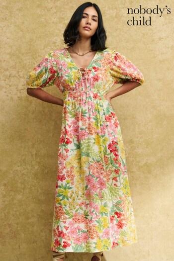 Nobodys Child Natural Wednesday Angelica Floral Multi Midi Dress (N35784) | £75