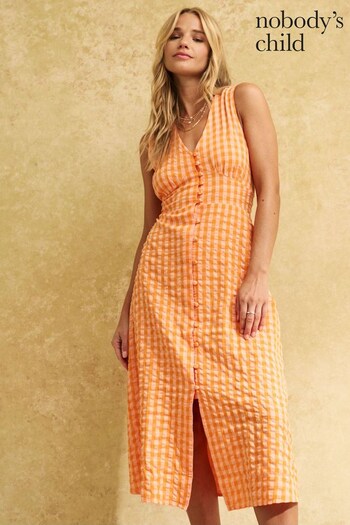 Nobody's Child Orange Sandra Midi Dress (N35802) | £75