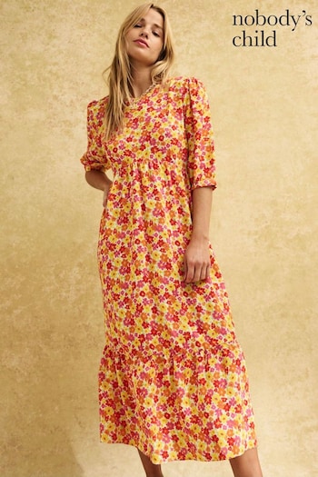 Nobodys Child Orange Rachel Ashley Floral Midi Dress (N35818) | £45