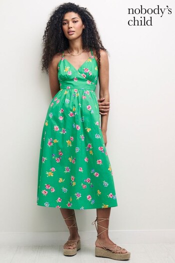 Nobodys Child Green Pam Floral Billie Midi Dress (N35829) | £79