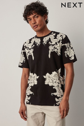 Black Dragon Print T-Shirt (N35883) | £18