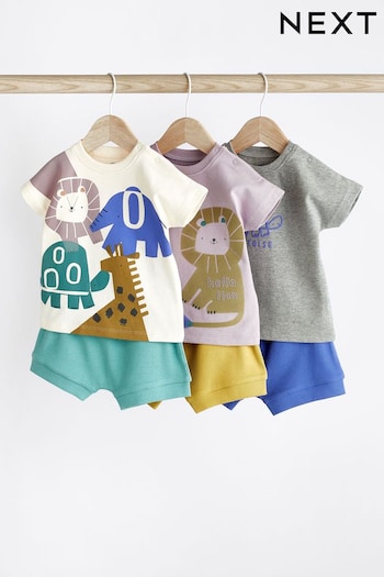 Purple/Blue Baby T-Shirts And Shorts 6 Pack (N35950) | £24 - £26