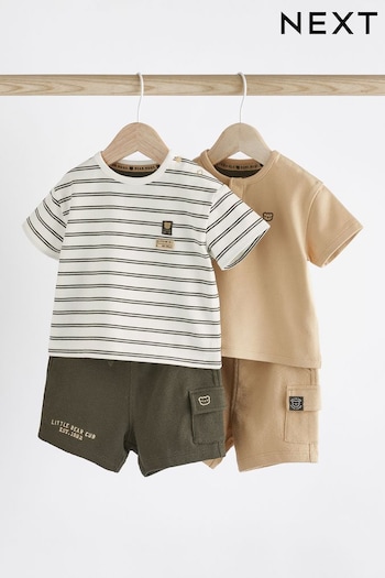 Monochrome Baby T-Shirts And Shorts Set 2 Pack (N35952) | £20 - £22