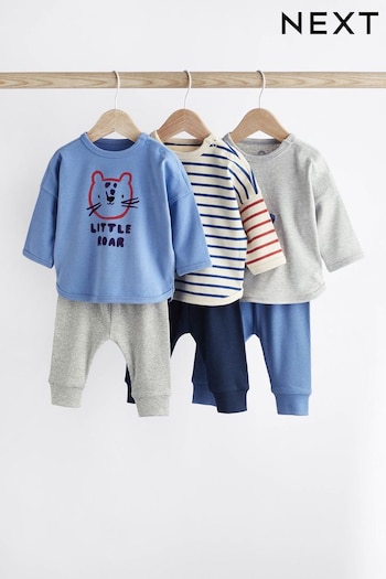 Blue/Grey Character Baby T-Shirts And Leggings Set 6 Pack (N35953) | £30 - £32