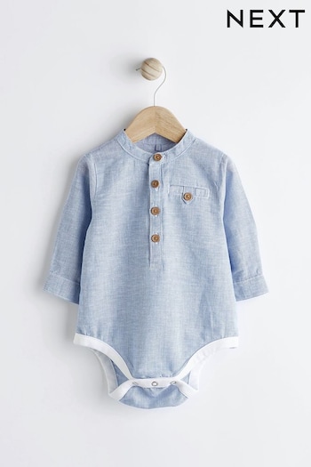Blue Stripe Grandad Shirt Baby Bodysuit (N35964) | £10 - £11