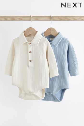 Blue/White Baby Collar Bodysuits 2 Pack (N35966) | £14 - £16