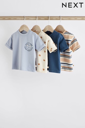 Navy Brown Baby Short Sleeve T-Shirts crew-neck 4 Pack (N35970) | £16 - £18