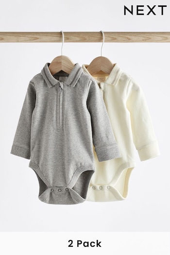 Grey/Cream Baby Bodysuits 2 Pack (N35976) | £14 - £16