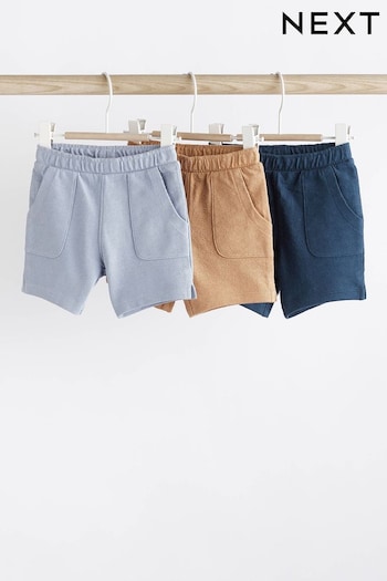 Navy Brown Baby Textured PLY Shorts 3 Pack (N35990) | £13 - £15