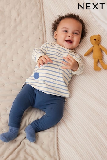 Blue/White Bunny Baby T-Shirt And Leggings 2 Piece Set (N36003) | £11 - £13