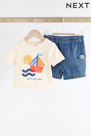 Blue Boat Baby T-Shirt and Shorts 2 Piece Set (N36008) | £12 - £14