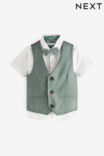 Mint Green Waistcoat, Shirt and Bowtie Set (3mths-9yrs) (N36070) | £27 - £31
