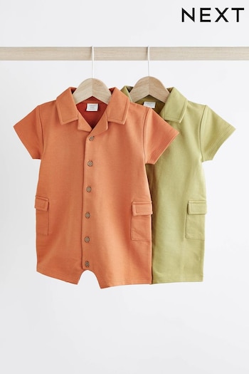 Green/Orange Collar Jersey Rompers 2 Pack (N36215) | £16 - £18