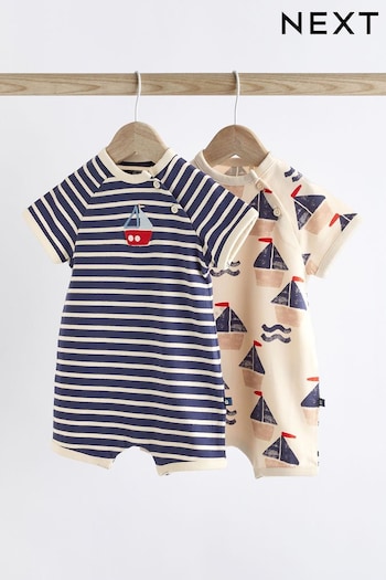 Blue/Red Boat Jersey ribbed-knit Rompers 2 Pack (N36219) | £12 - £16