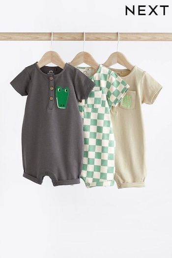 Monochrome Croc Jersey Baby Rompers 3 Pack (N36226) | £17 - £21