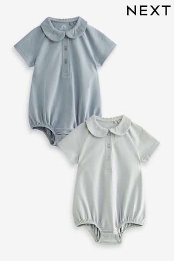 Blue Baby Collar Jersey Rompers 2 Pack (N36230) | £10 - £14