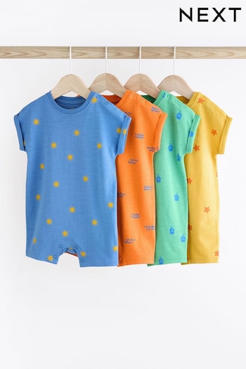 Multi Bright Jersey Baby Rompers 4 Pack (N36233) | £19 - £23