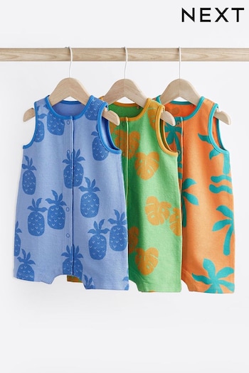 Bright Palm Baby Jersey Vest Rompers 3 Pack (N36239) | £16 - £20