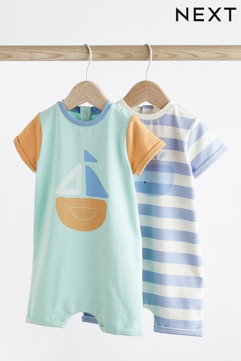 Blue Whale Jersey Baby Rompers 2 Pack (N36247) | £12 - £16