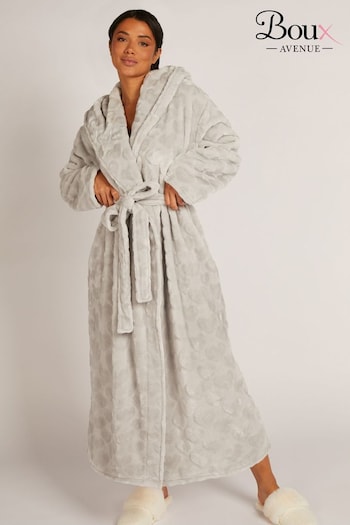 Boux Avenue Grey Heart Embossed Long Supersoft Robe Dressing Gown (N36302) | £60
