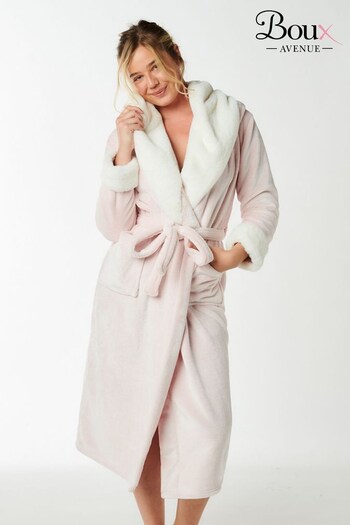 Boux Avenue Pink Faux Fur Long Supersoft Robe Dressing Gown (N36303) | £62