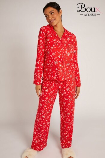 Boux Avenue Red Christmas Print Pyjamas In A Bag (N36317) | £35