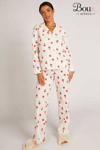 Boux Avenue White Cosy Supersoft Fleece Christmas Robin Pyjamas (N36319) | £35