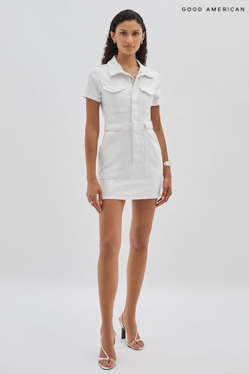 Good American White Denim Mini Dress (N36351) | £176