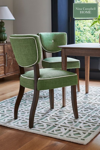 Nina Campbell Set of 2 Carmel Green Ashburn Dining Chairs (N36391) | £299