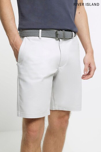 River Island Grey Belted Chino Shorts (N36416) | £33