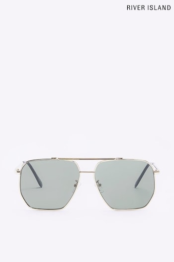 River Island Gold Navigator Sunglasses rectangle-frame (N36424) | £20