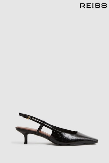 Reiss Black Jade Leather Slingback Heels (N36435) | £168