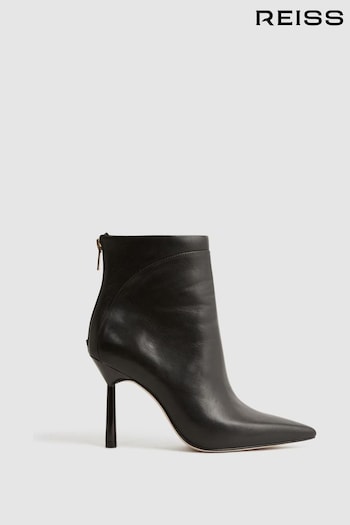 Reiss Black Lyra Signature Leather Ankle Boots competici (N36438) | £248