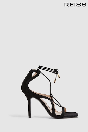 Reiss Black Kate Leather Strappy High Heel Grey-white Sandals (N36441) | £168