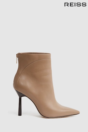 Reiss Camel Lyra Signature Leather Ankle Boots (N36450) | £248