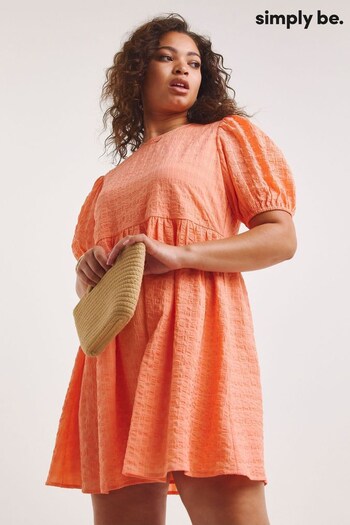 Simply Be Orange Textured Smock Dress (N36454) | £29
