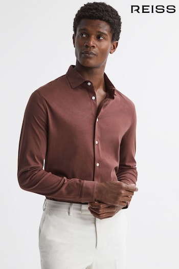 Reiss Copper Viscount Slim Fit Mercerised Cotton Jersey Shirt (N36468) | £78