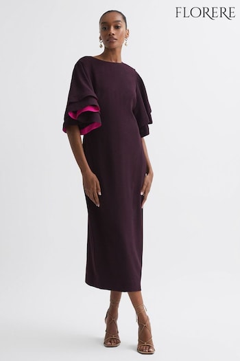 Florere Tiered Sleeve Midi Dress (N36472) | £248