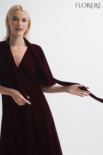 Florere Velvet Tie Neck Midi Dress (N36489) | £228