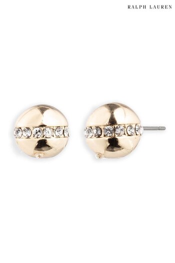 Lauren Ralph Lauren Bead Stud Earrings in Gold With Crystal Detailing (N36590) | £40