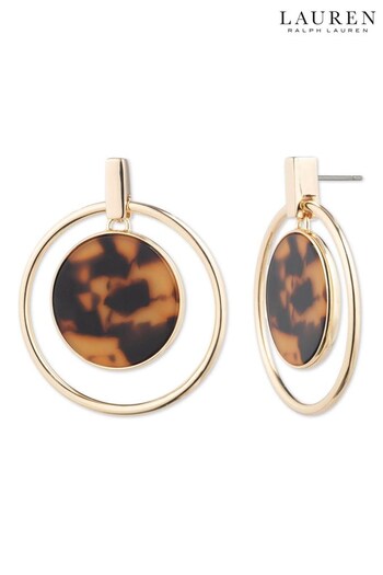 Lauren Ralph Lauren Gold Tone Tort Orbital Earrings (N36604) | £60