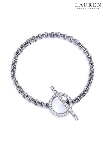 Lauren Ralph Lauren Gold Tone Pave Toggle Flex Bracelet in Black With Crystal Detailing (N36607) | £60