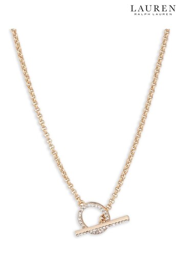 Lauren Ralph Lauren 16" Pave Toggle Collar In Gold With Crystal Detailing (N36609) | £60